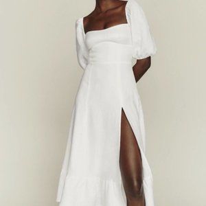 Reformation White Linen Belgium Dress Size 10